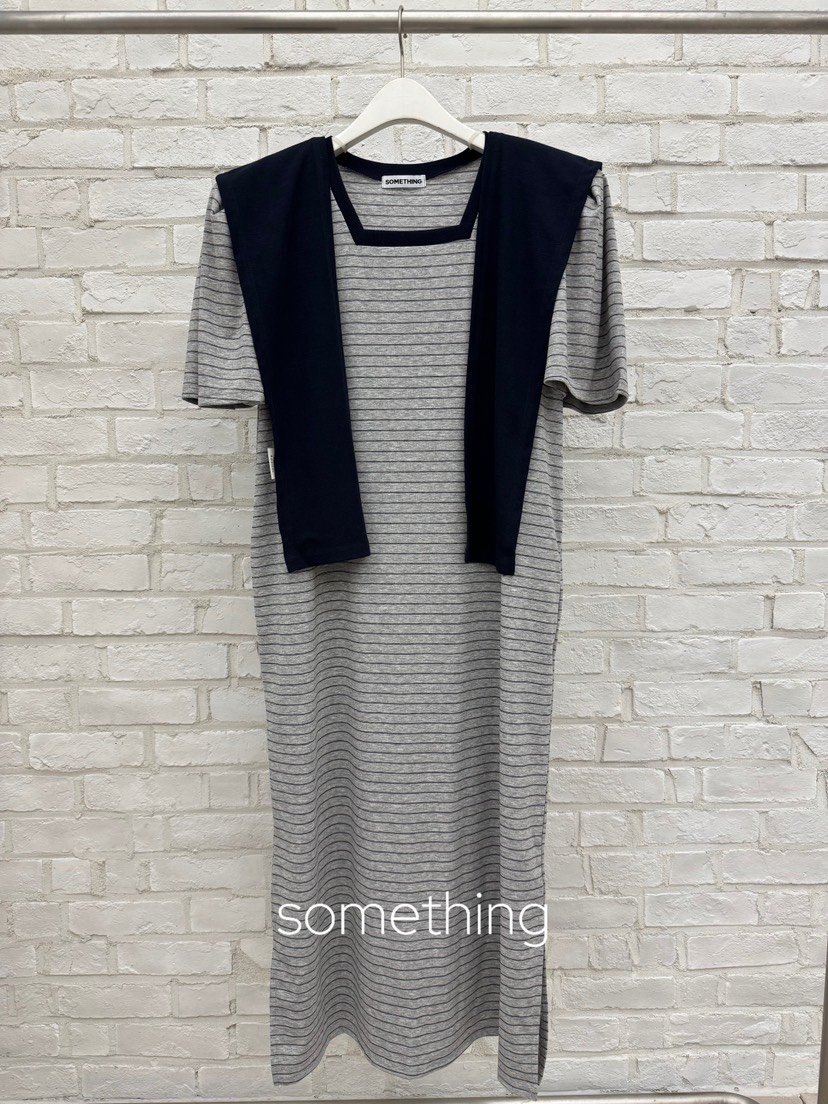 SOMETHING-L/FANCY韓國直郵實拍女士新款26夏季連衣裙披肩條紋SOMETHING-L/FANCY連衣裙圖色3