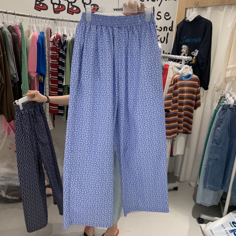 VENTI韓國東大門代購女士新款休閑推薦熱賣休閑褲小碎花印花VENTI休閑褲圖色3