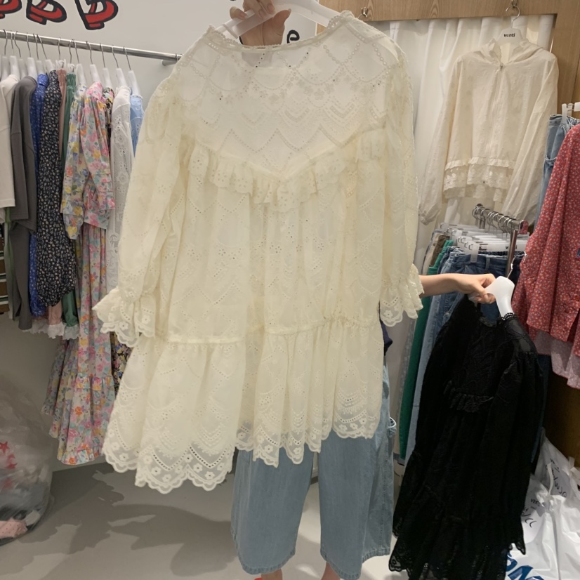 VENTI韓國東大門代購女士新品26夏季休閑職業推薦襯衫蕾絲衫VENTI襯衫/蕾絲衫