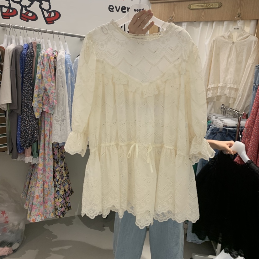 VENTI韓國東大門代購女士新品26夏季休閑職業推薦襯衫蕾絲衫VENTI襯衫/蕾絲衫圖色1