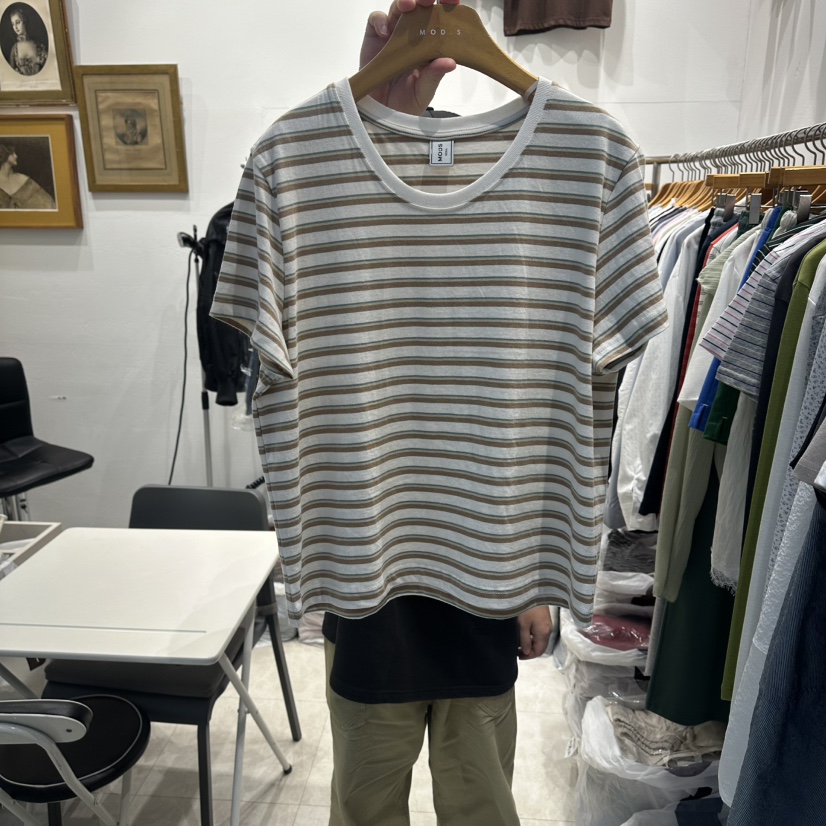 MODS-Q韓國直郵實拍女裝新品26春夏職業熱賣時尚T恤條紋MODS-QT恤圖色1