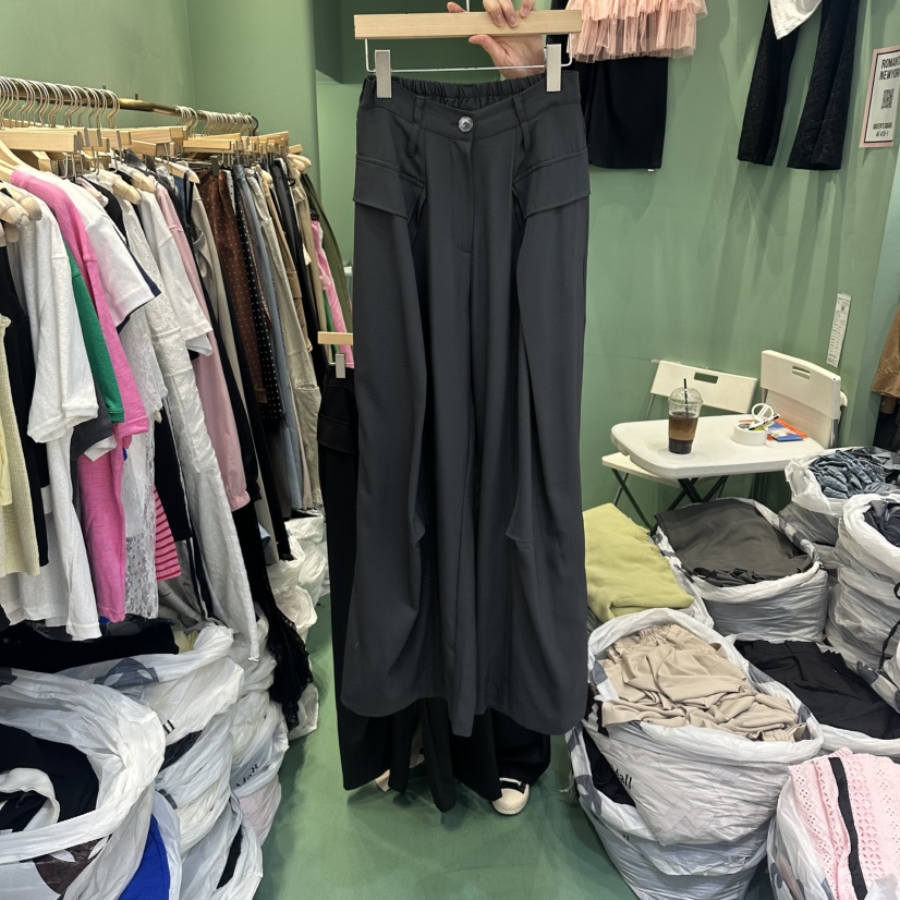 ROMANTIC NEWYORK韓國直郵女裝新品時尚熱賣26春夏休閑褲口袋ROMANTIC NEWYORK休閑褲圖色2墨色