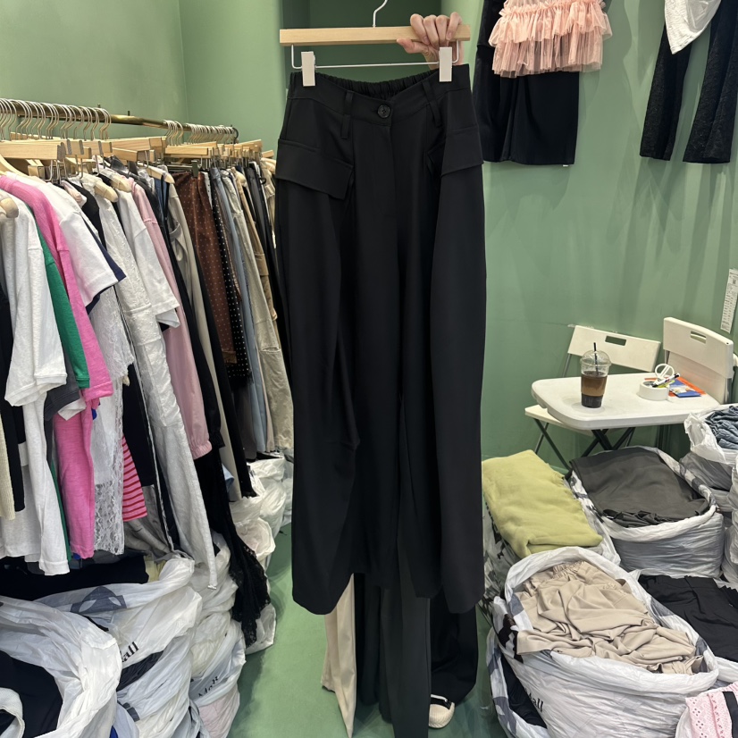 ROMANTIC NEWYORK韓國直郵女裝新品時尚熱賣26春夏休閑褲口袋ROMANTIC NEWYORK休閑褲圖色3黑色
