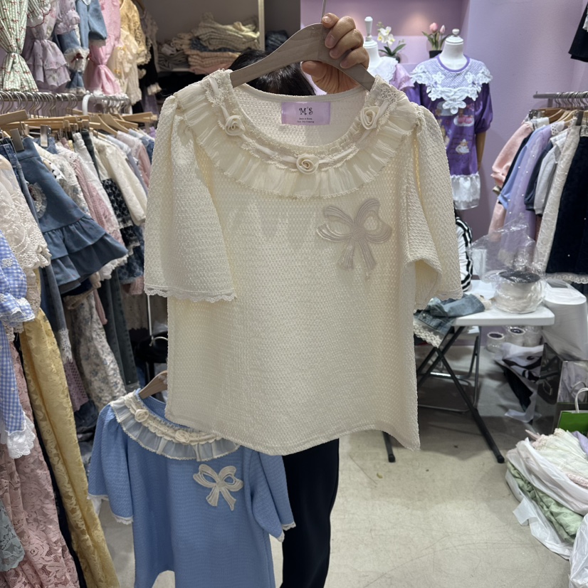 MS韓國直郵女士新品人氣26春夏推薦休閑熱賣職業襯衫蕾絲衫MS襯衫/蕾絲衫圖色2