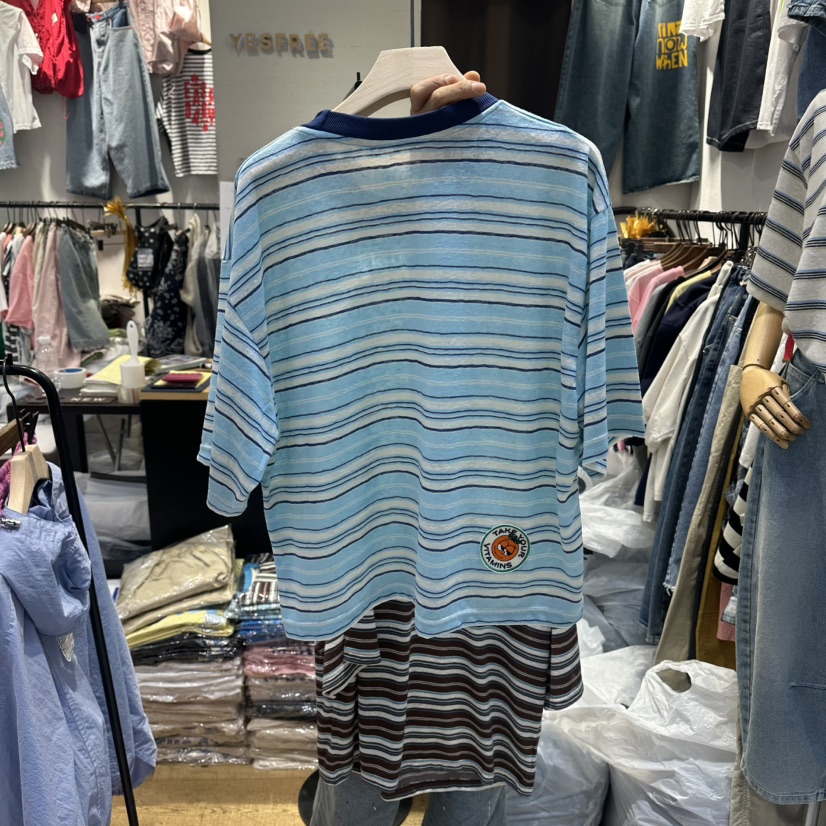 YESFREE韓國直郵女士新品時尚休閑26春夏職業人氣T恤條紋YESFREET恤