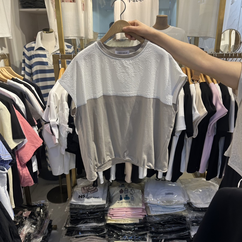 COCO HOLIC韓國東大門代購女士新品推薦休閑26夏季T恤撞色COCO HOLICT恤圖色1