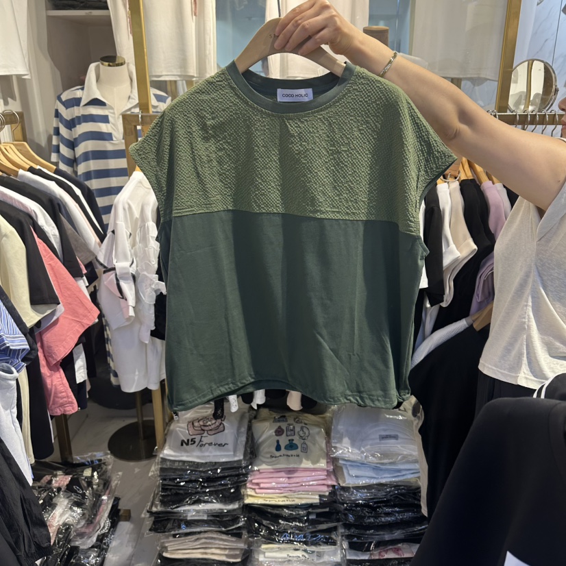 COCO HOLIC韓國東大門代購女士新品推薦休閑26夏季T恤撞色COCO HOLICT恤圖色2