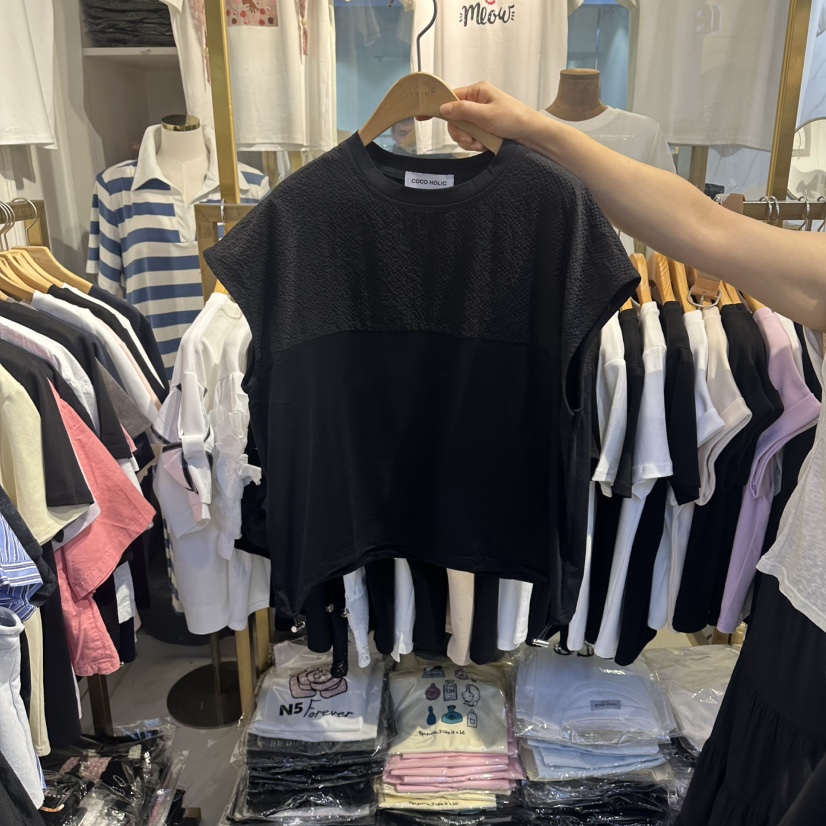 COCO HOLIC韓國東大門代購女士新品推薦休閑26夏季T恤撞色COCO HOLICT恤圖色3
