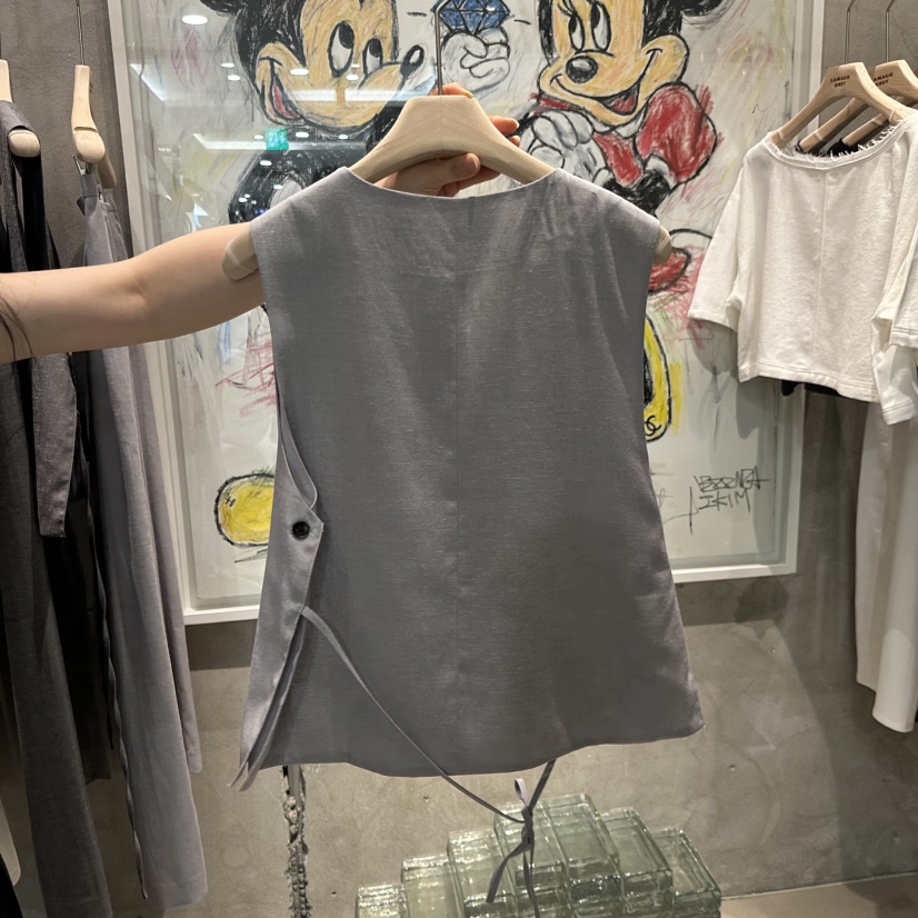 LAMAGIEPIE/LAMAGIE GREY韓國代購女裝新品時尚馬甲不含內搭亞麻布LAMAGIEPIE/LAMAGIE GREY馬甲