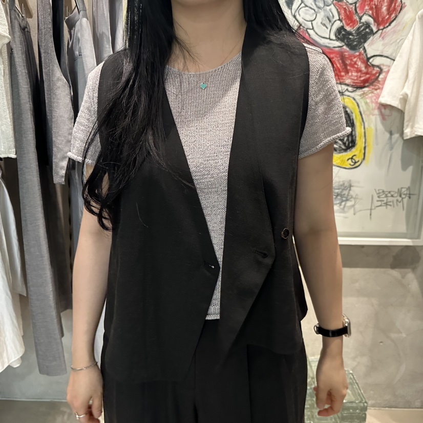 LAMAGIEPIE/LAMAGIE GREY韓國代購女裝新品時尚馬甲不含內搭亞麻布LAMAGIEPIE/LAMAGIE GREY馬甲圖色2黑色