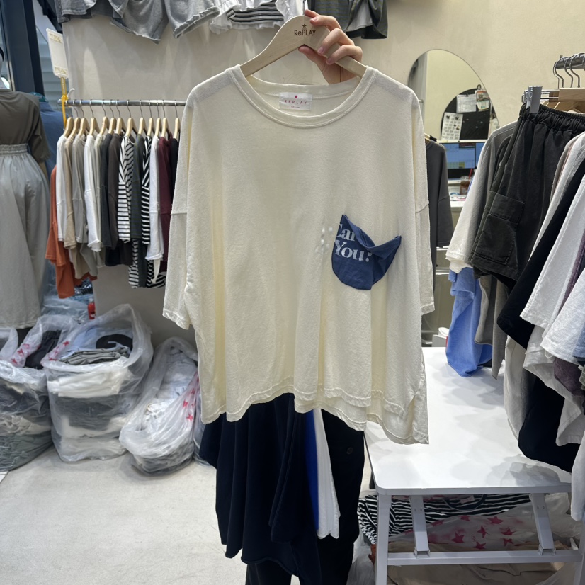 REPLAY韓國東大門直郵女士新品26春夏職業26夏季推薦T恤口袋REPLAYT恤圖色1