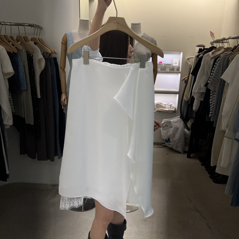 PHILO韓國直郵女裝新品熱賣26夏季人氣休閑半身裙中短裙褶皺PHILO半身裙/中短裙圖色1