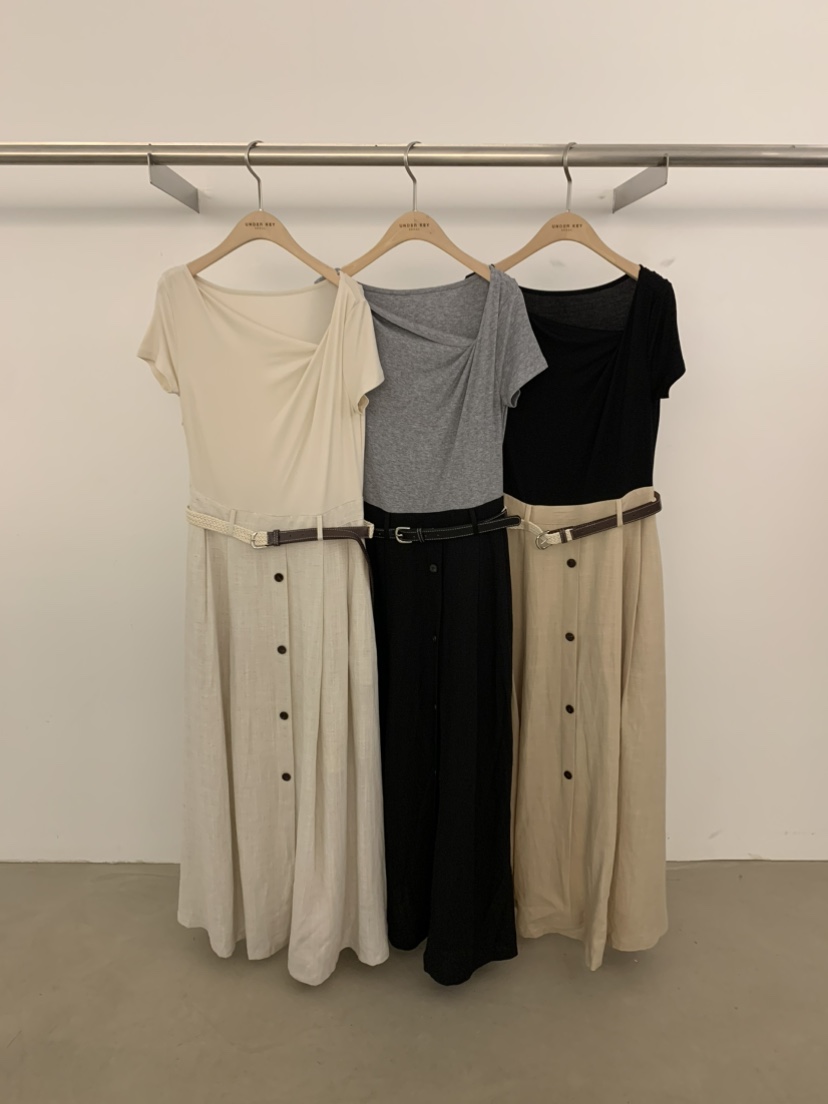 UNDER KEY韓國直郵女士新品26春夏26夏季熱賣連衣裙含腰帶UNDER KEY連衣裙
