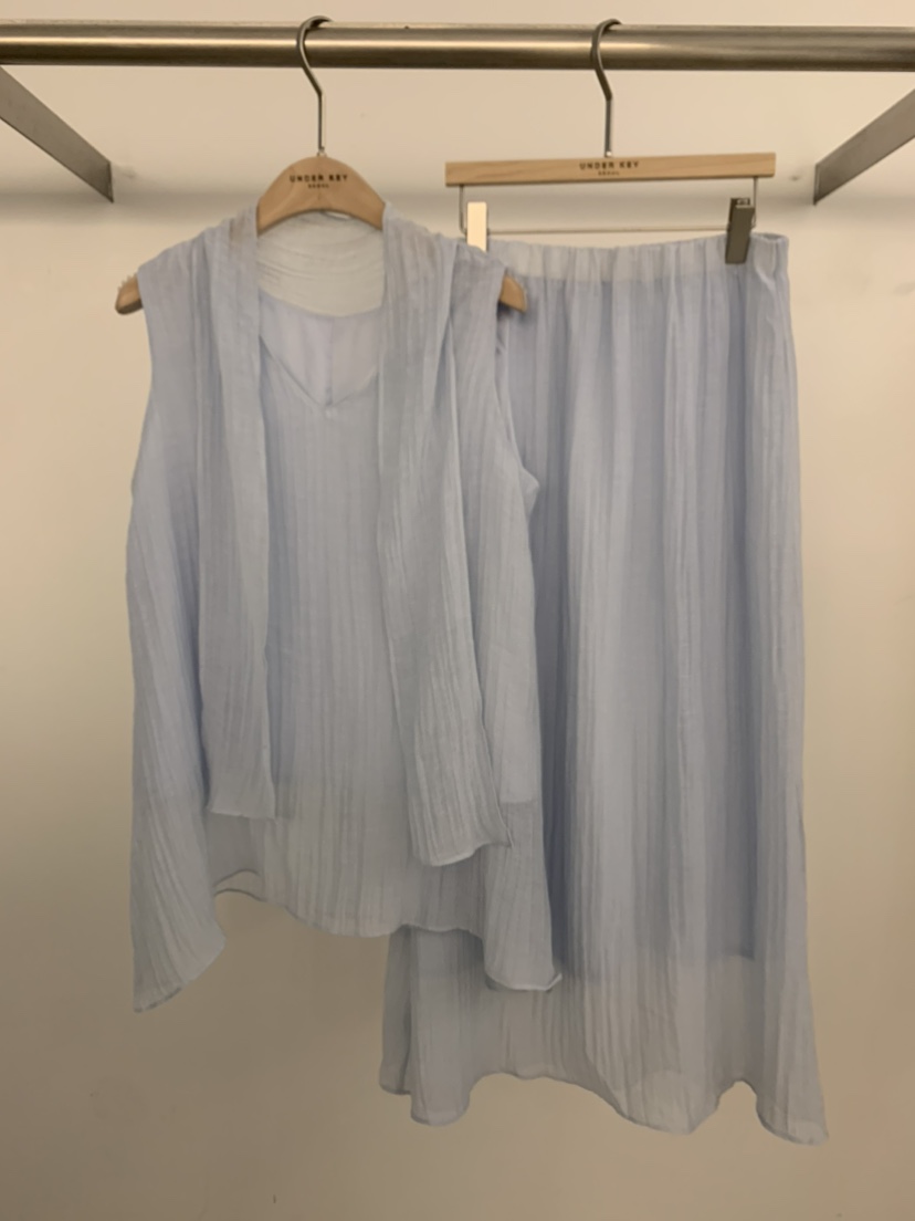 UNDER KEY韓國直郵女裝新品時尚26春夏人氣套裝亞麻布褶皺UNDER KEY套裝圖色2