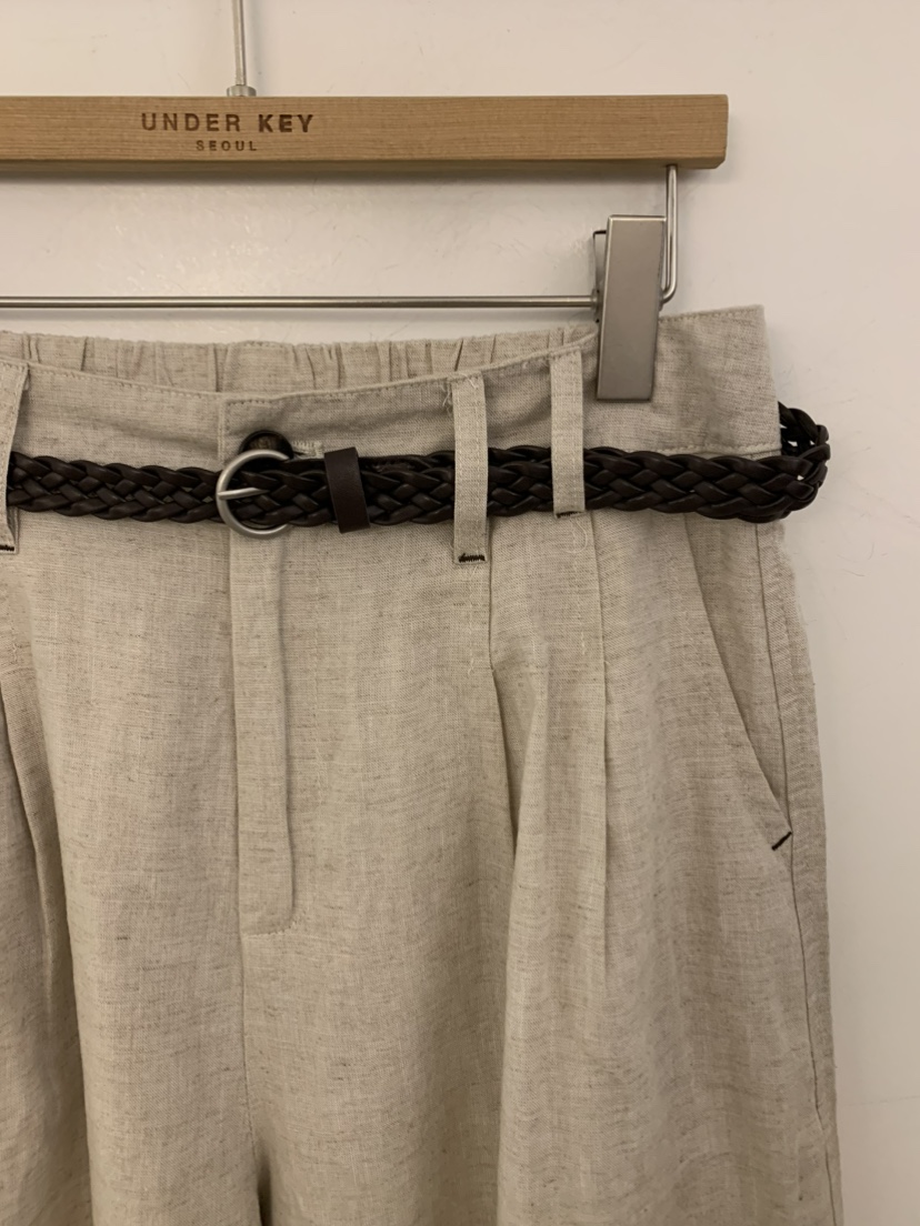 UNDER KEY韓國代購女裝新品人氣職業26夏季短褲含腰帶亞麻布UNDER KEY短褲