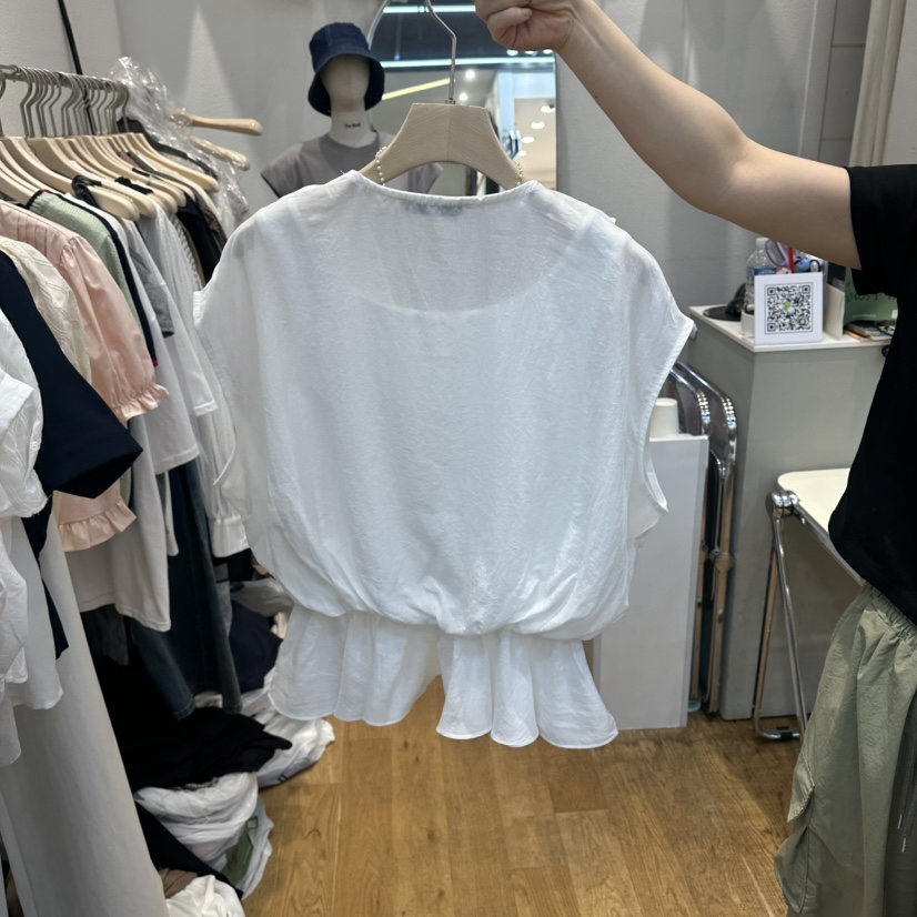 THE MOST-Q韓國東大門直郵女裝新品職業襯衫蕾絲衫荷葉邊THE MOST襯衫/蕾絲衫