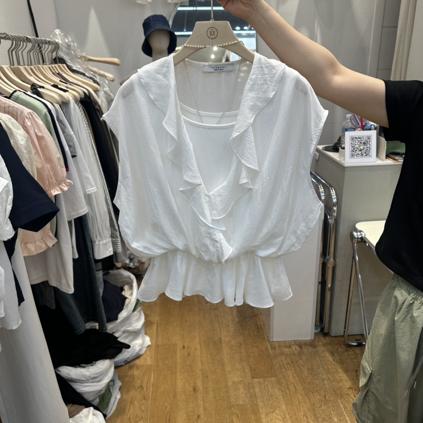 THE MOST-Q韓國東大門直郵女裝新品職業襯衫蕾絲衫荷葉邊THE MOST襯衫/蕾絲衫圖色2