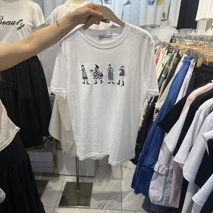 COCO HOLIC東大門實拍韓國女裝新品26夏季職業人氣T恤繡花COCO HOLICT恤圖色3