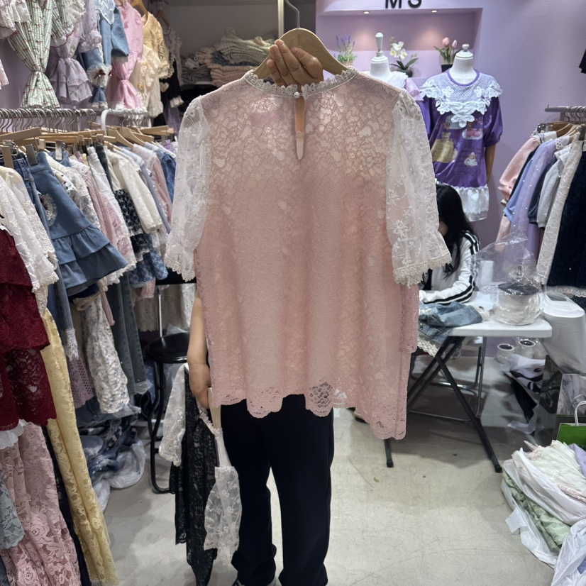 MS韓國直郵實拍女士新品推薦時尚人氣熱賣26夏季襯衫蕾絲衫MS襯衫/蕾絲衫
