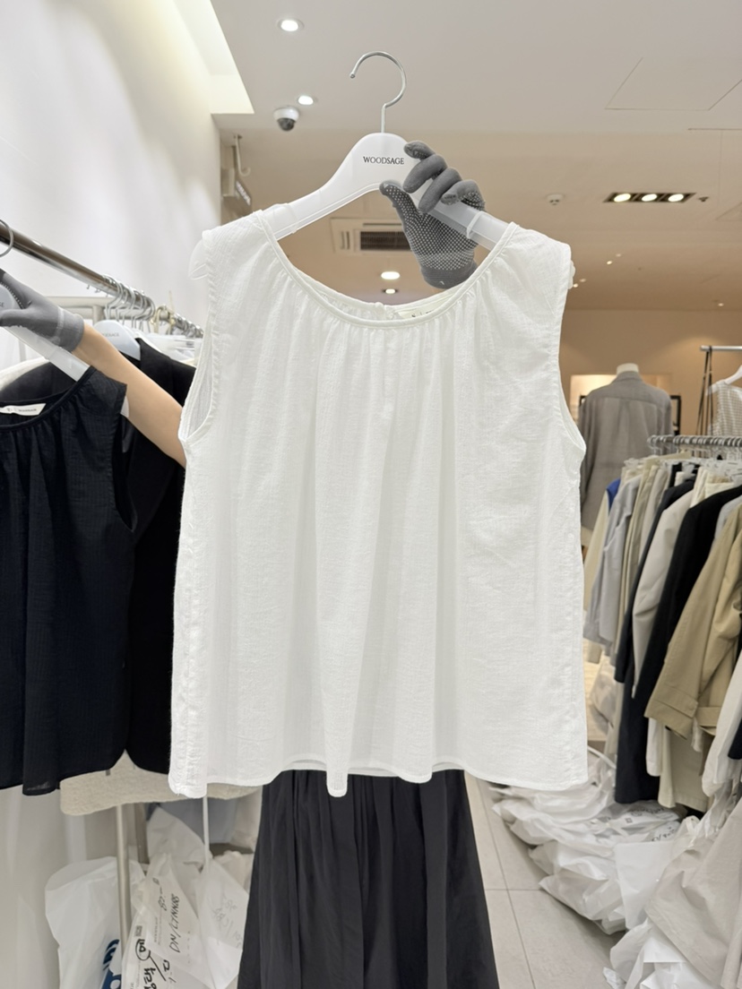 WOOD SAGE韓國代購女裝新品26春夏人氣職業吊帶背心褶皺WOOD SAGE吊帶/背心圖色1