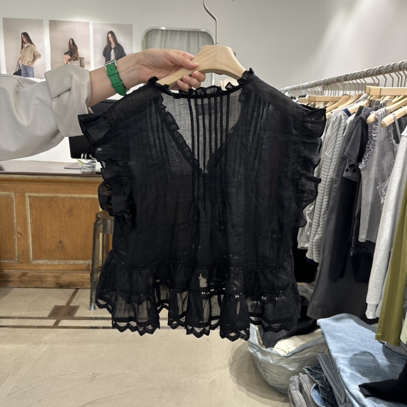 ACKER韓國直郵女裝新品26夏季熱賣推薦吊帶背心荷葉邊亞麻布ACKER吊帶/背心