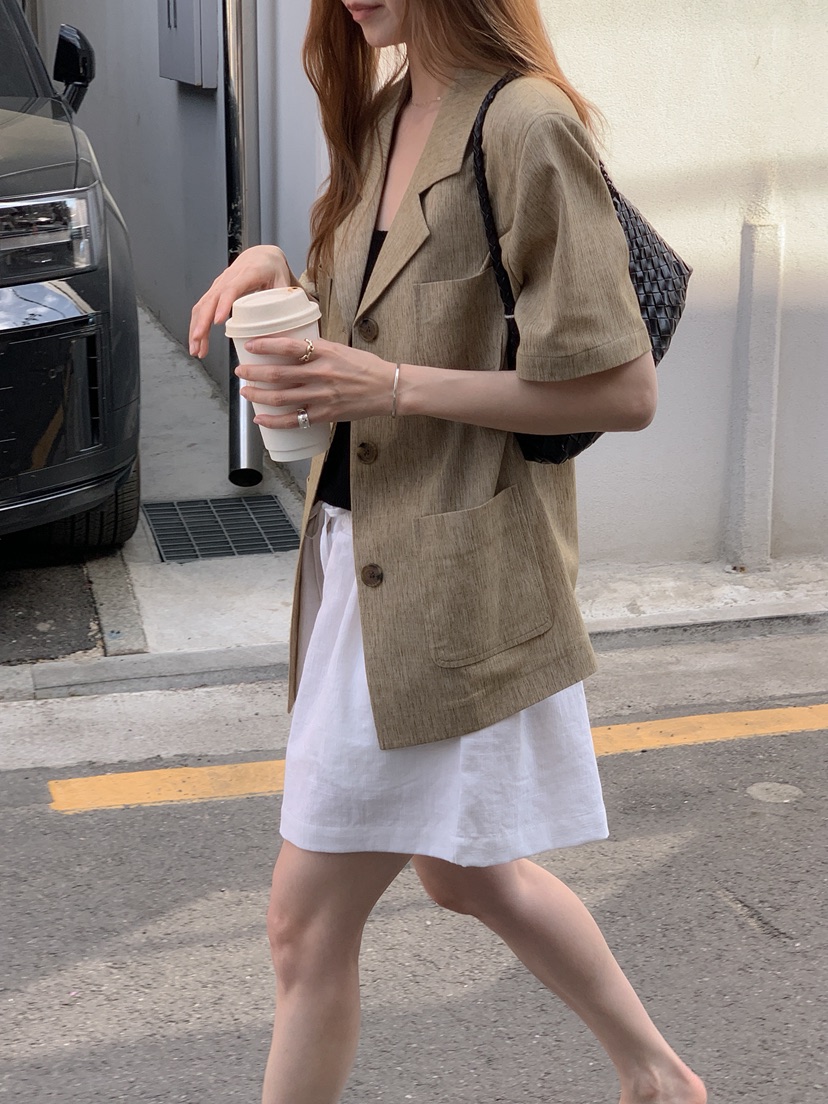 LONG PEAK韓國東大門直郵女裝新款時尚熱賣休閑夾克亞麻LONG PEAK夾克