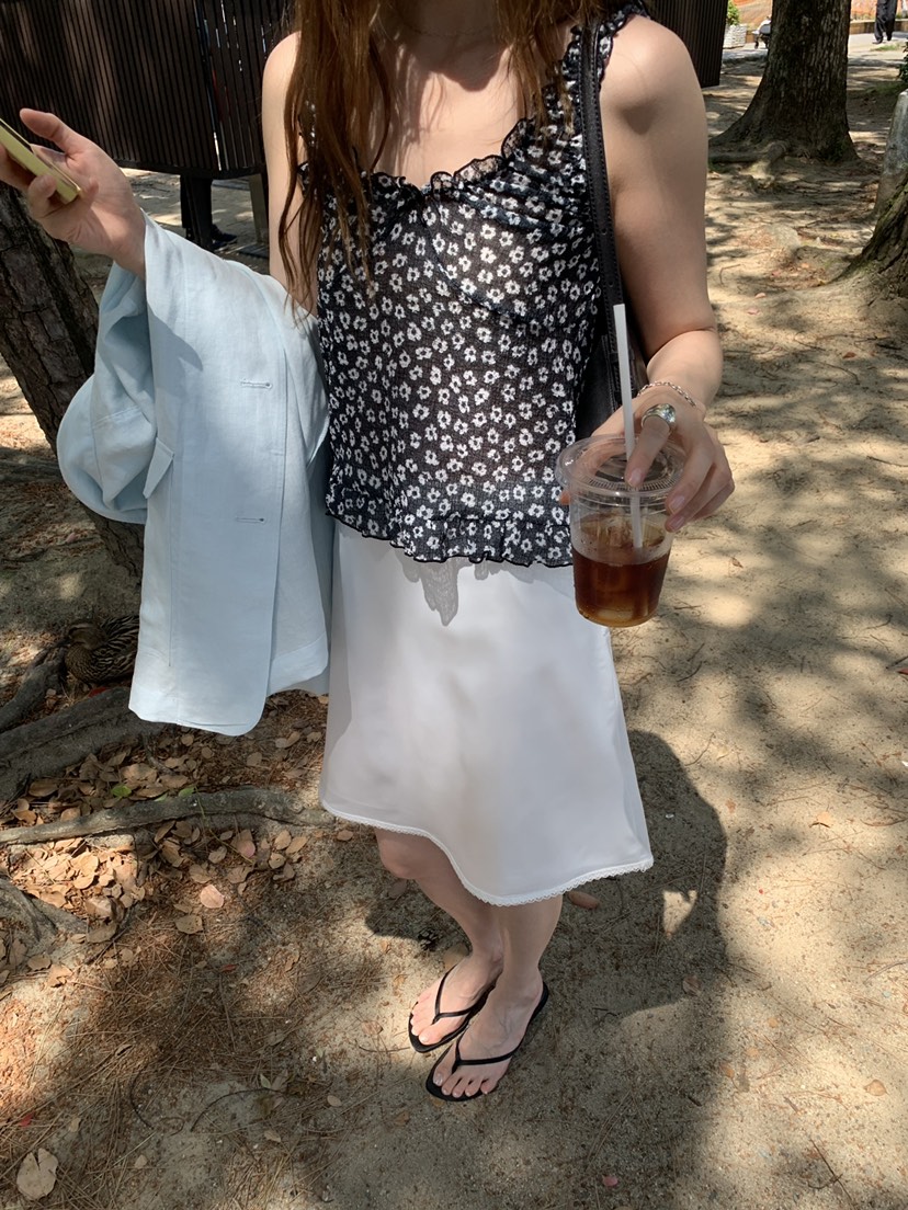 LONG PEAK韓國直郵實拍女裝新款職業半身裙中短裙蕾絲緞面LONG PEAK半身裙/中短裙