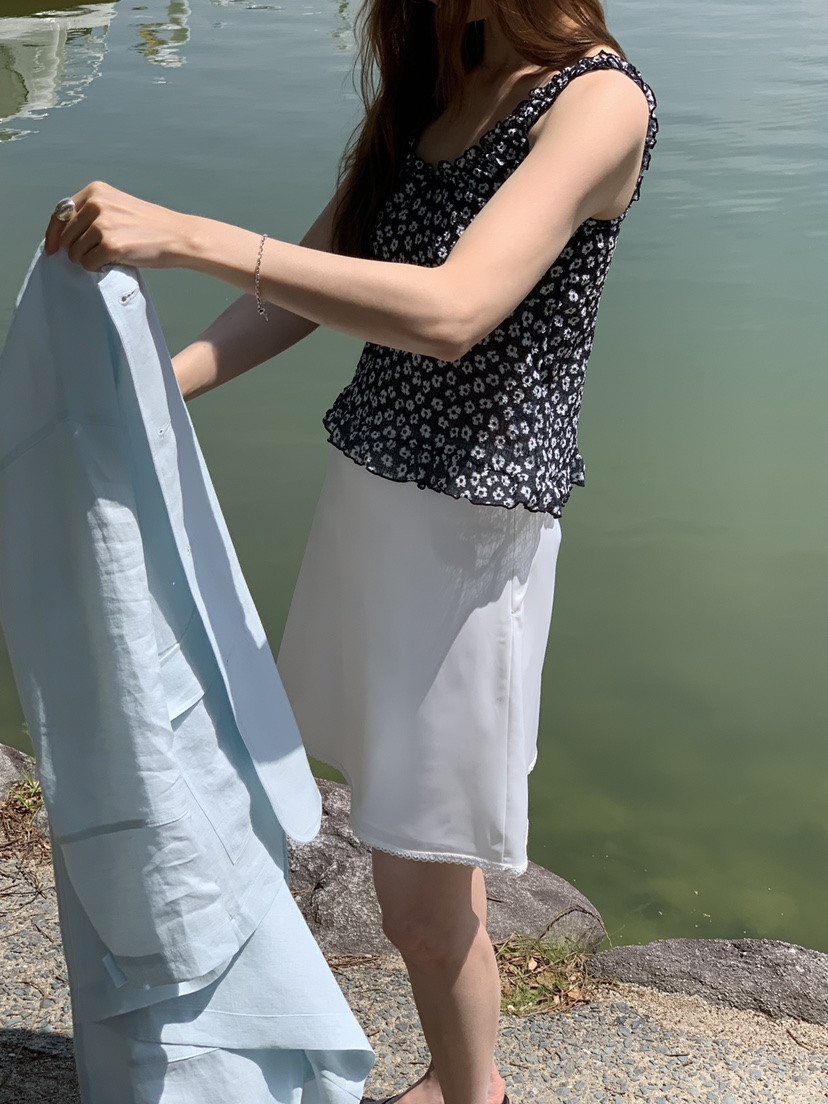 LONG PEAK韓國直郵實拍女裝新款職業半身裙中短裙蕾絲緞面LONG PEAK半身裙/中短裙