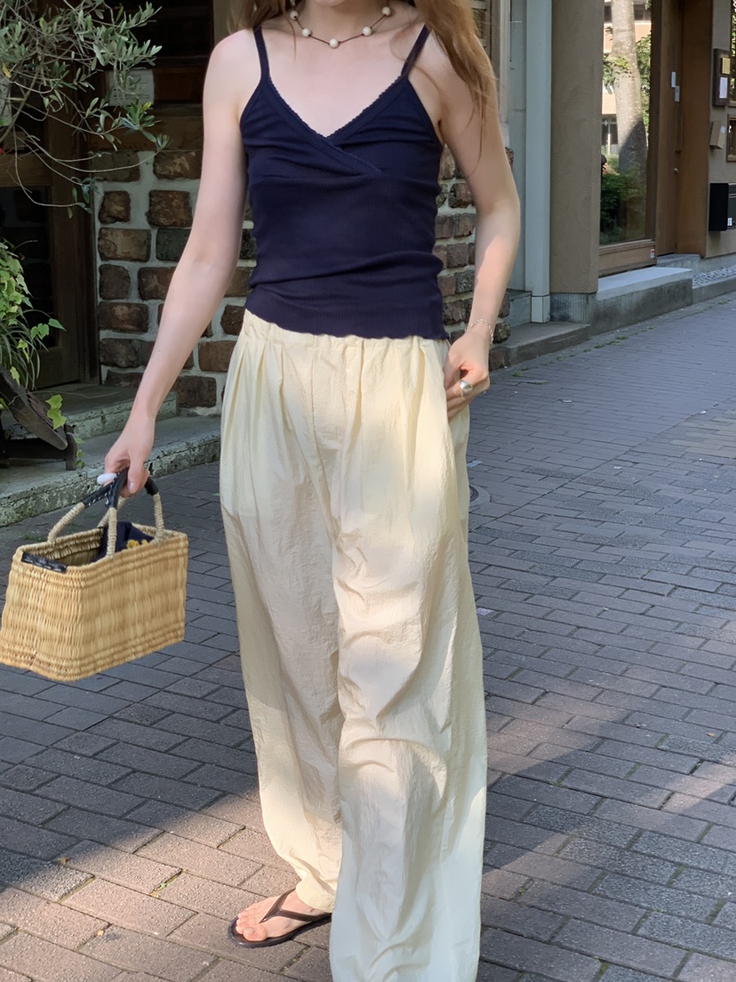 LONG PEAK東大門實拍韓國女裝新款熱賣吊帶背心蕾絲羅紋LONG PEAK吊帶/背心