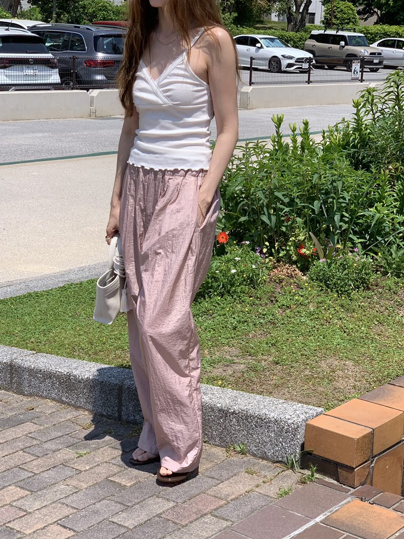 LONG PEAK東大門實拍韓國女裝新款熱賣吊帶背心蕾絲羅紋LONG PEAK吊帶/背心