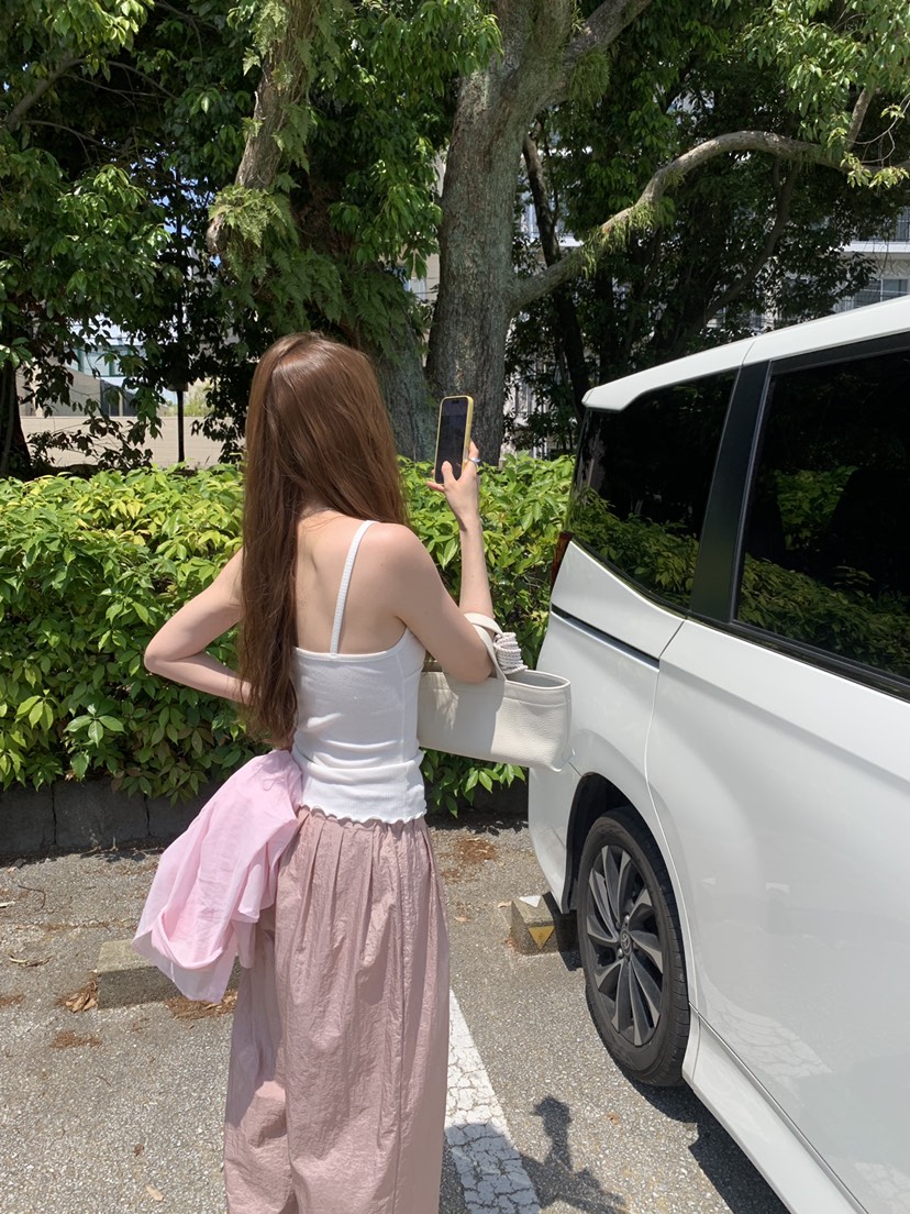 LONG PEAK東大門實拍韓國女裝新款熱賣吊帶背心蕾絲羅紋LONG PEAK吊帶/背心