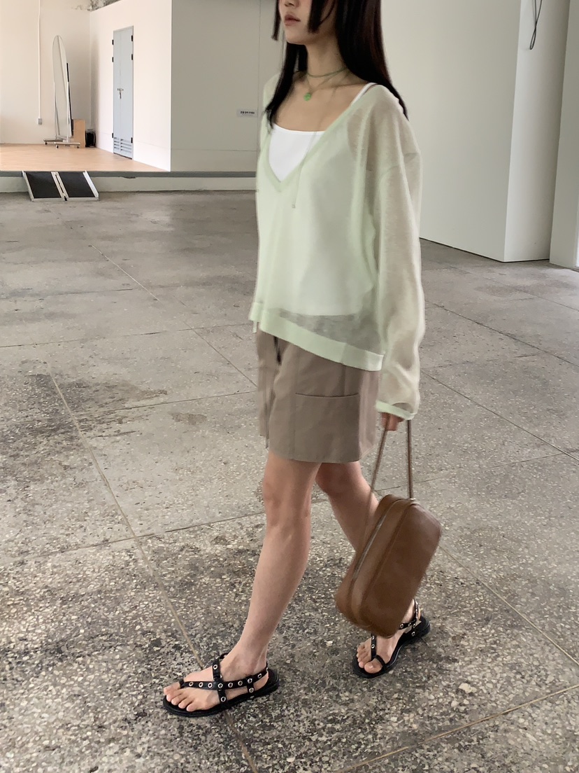 BAKING POWDER韓國東大門直郵女士新品職業26春夏針織衫亞麻BAKING POWDER針織衫
