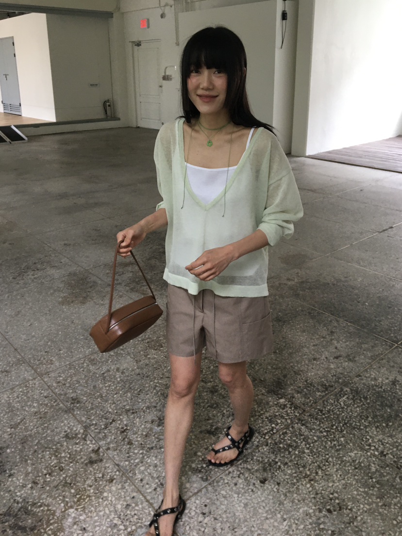 BAKING POWDER韓國東大門直郵女士新品職業26春夏針織衫亞麻BAKING POWDER針織衫