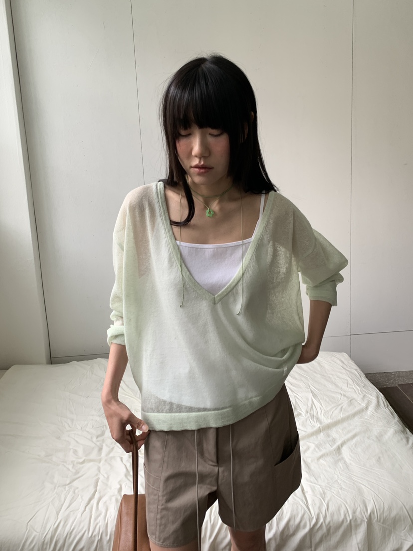 BAKING POWDER韓國東大門直郵女士新品職業26春夏針織衫亞麻BAKING POWDER針織衫