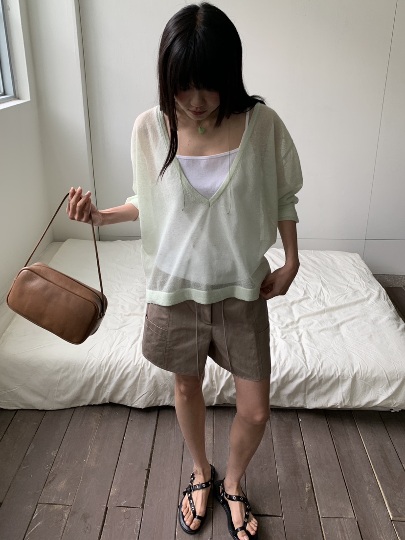 BAKING POWDER韓國東大門直郵女士新品職業26春夏針織衫亞麻BAKING POWDER針織衫