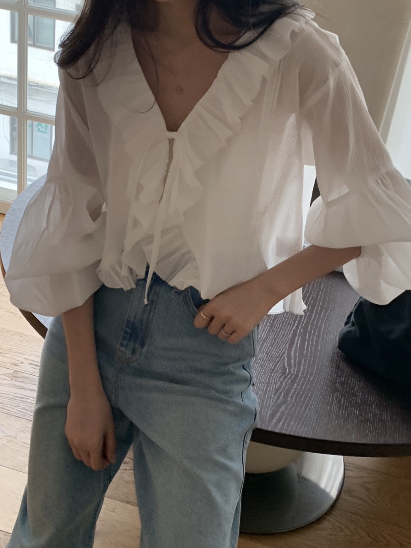 LOGARDEN韓國直郵女裝新款時尚人氣26夏季襯衫蕾絲衫刺繡LO GARDEN襯衫/蕾絲衫