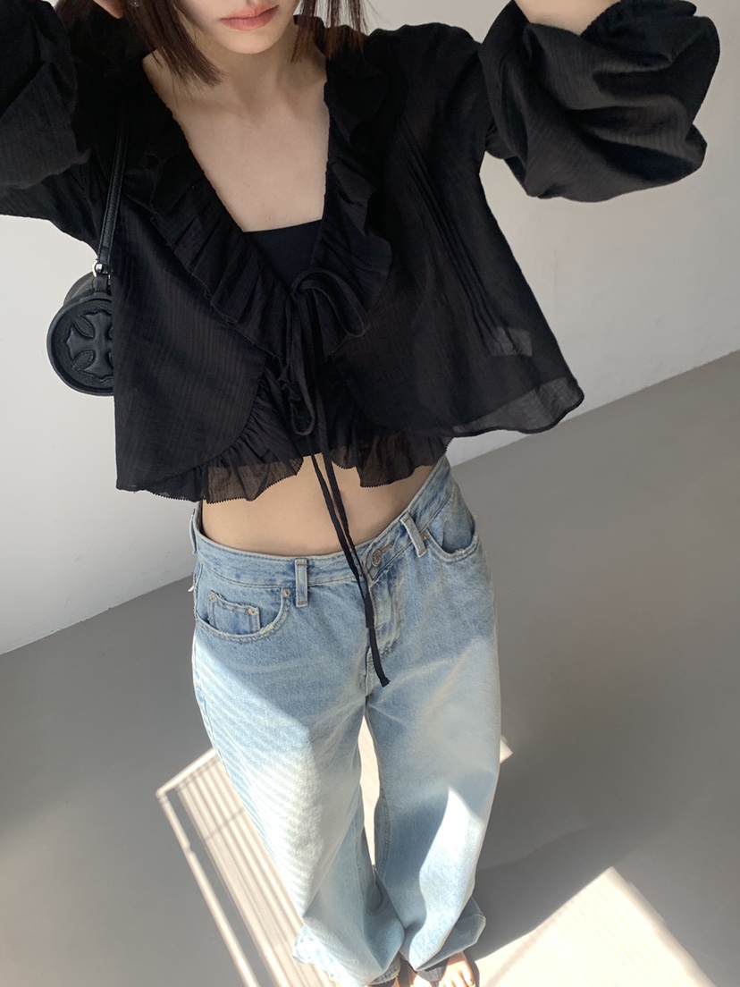 LOGARDEN韓國直郵女裝新款時尚人氣26夏季襯衫蕾絲衫刺繡LO GARDEN襯衫/蕾絲衫
