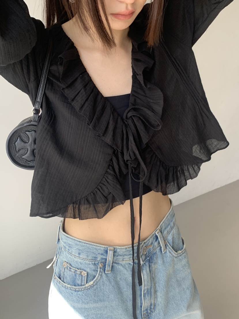 LOGARDEN韓國直郵女裝新款時尚人氣26夏季襯衫蕾絲衫刺繡LO GARDEN襯衫/蕾絲衫