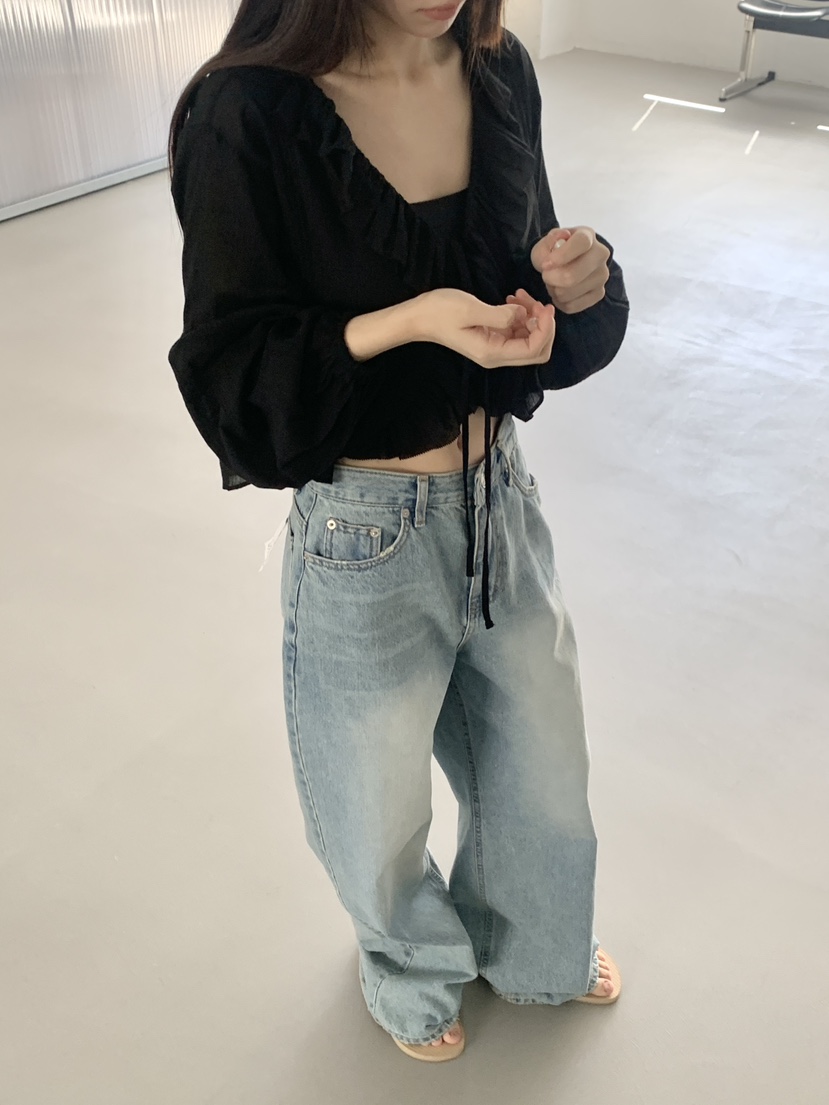 LOGARDEN韓國直郵女裝新款時尚人氣26夏季襯衫蕾絲衫刺繡LO GARDEN襯衫/蕾絲衫
