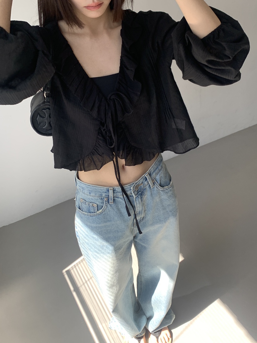 LOGARDEN韓國直郵女裝新款時尚人氣26夏季襯衫蕾絲衫刺繡LO GARDEN襯衫/蕾絲衫