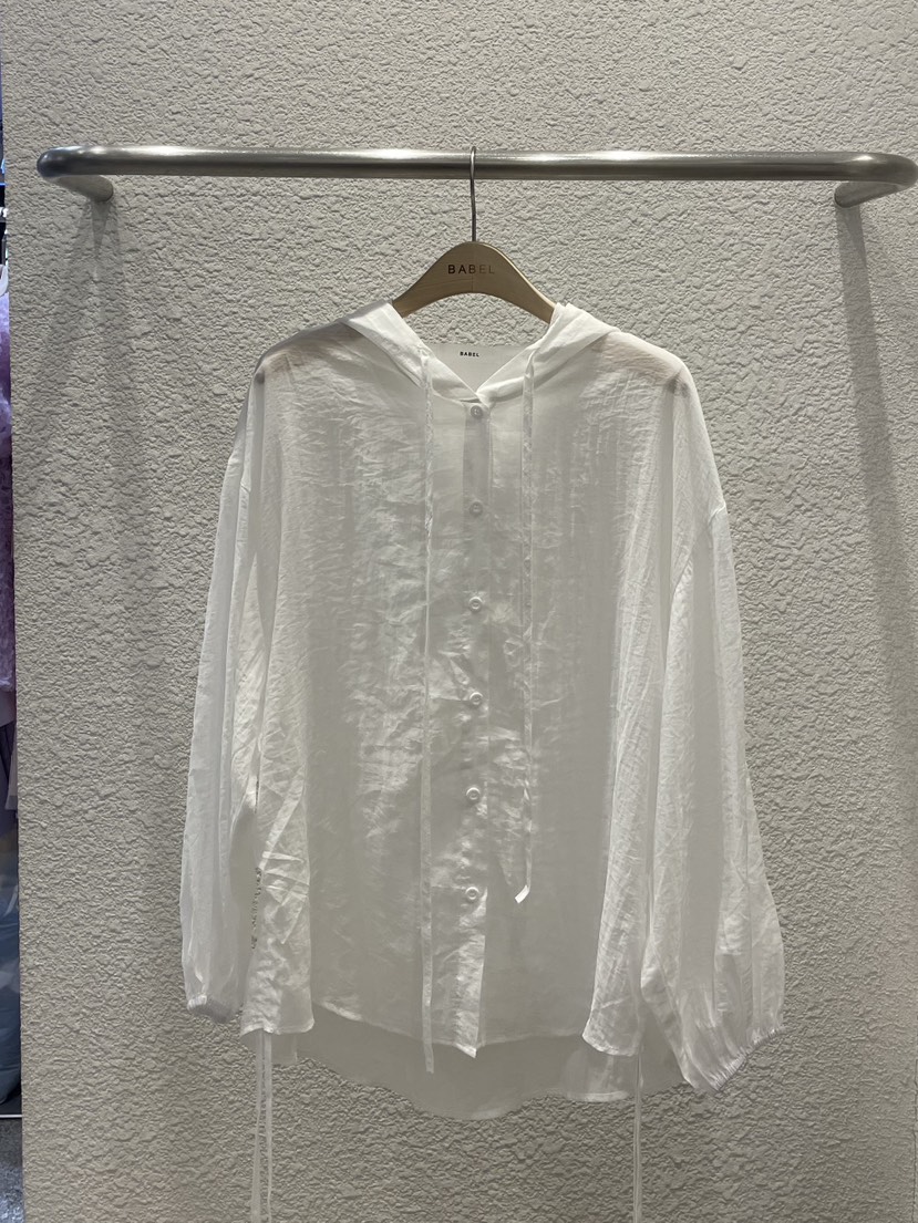 BABEL韓國直郵女裝新品26春夏時尚熱賣襯衫蕾絲衫兜帽褶皺BABEL襯衫/蕾絲衫圖色1