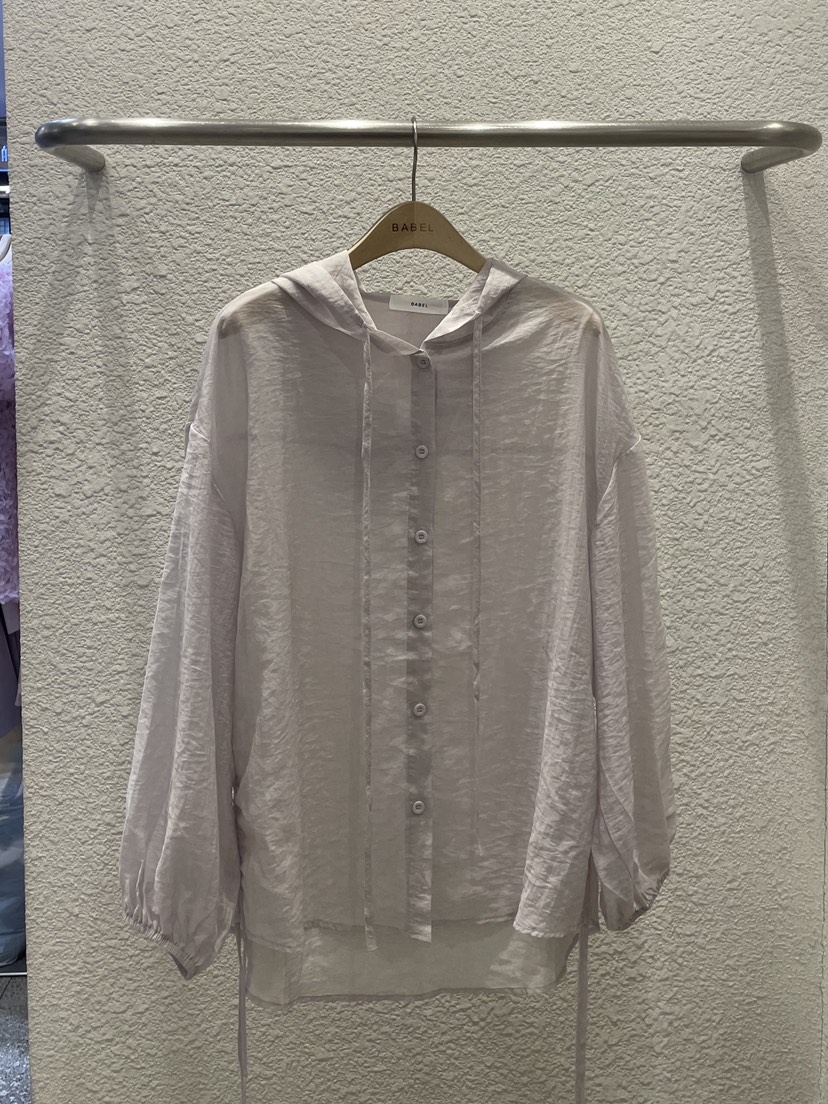 BABEL韓國直郵女裝新品26春夏時尚熱賣襯衫蕾絲衫兜帽褶皺BABEL襯衫/蕾絲衫圖色2