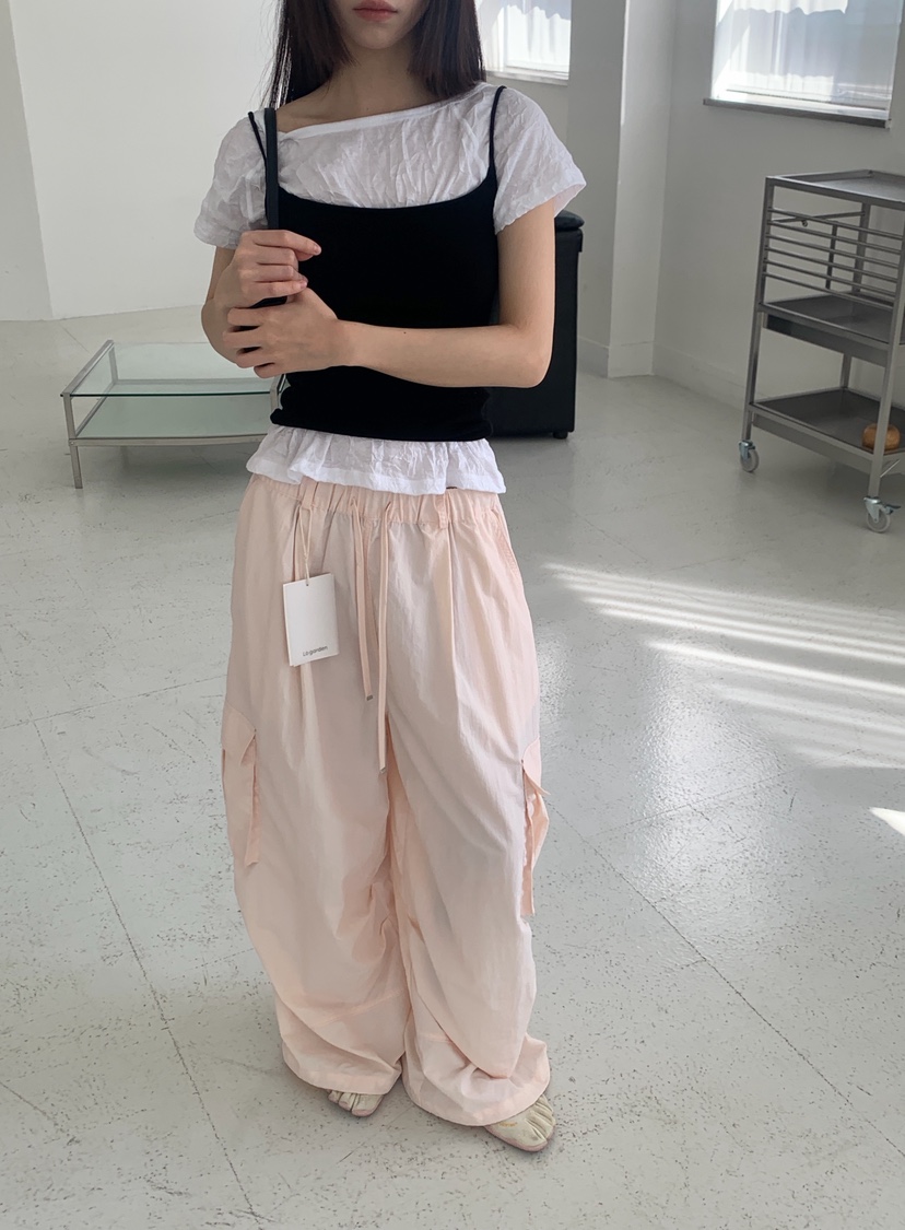 LOGARDEN東大門實拍韓國女裝新品26春夏職業推薦休閑T恤褶皺LO GARDENT恤