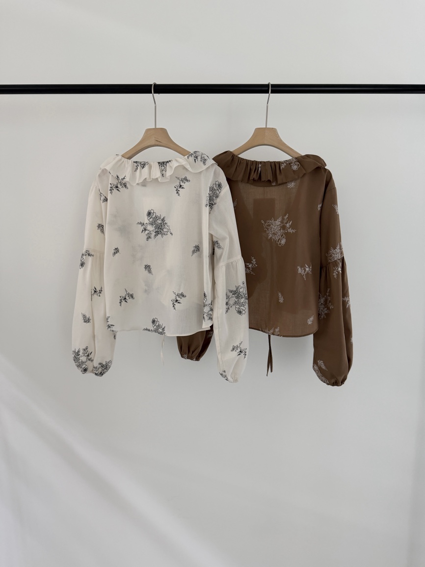 LOGARDEN韓國直郵女士新品26春夏襯衫蕾絲衫不含內搭刺繡LO GARDEN襯衫/蕾絲衫