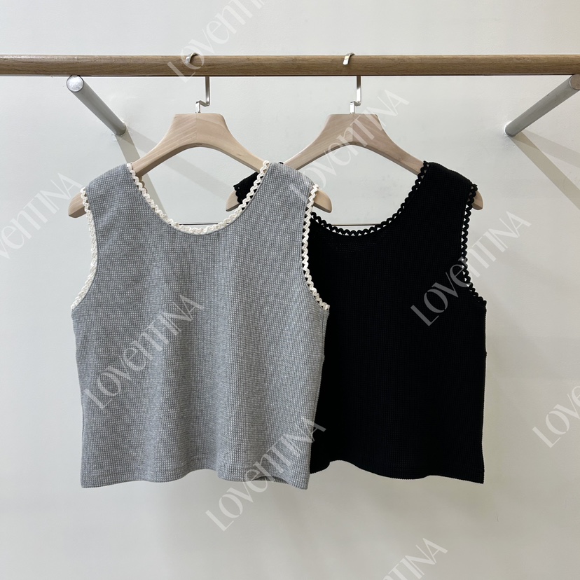 GENTLE B/LOVENTINA韓國東大門直郵女士新品26春夏吊帶背心華夫格格紋GENTLE B/LOVENTINA吊帶/背心