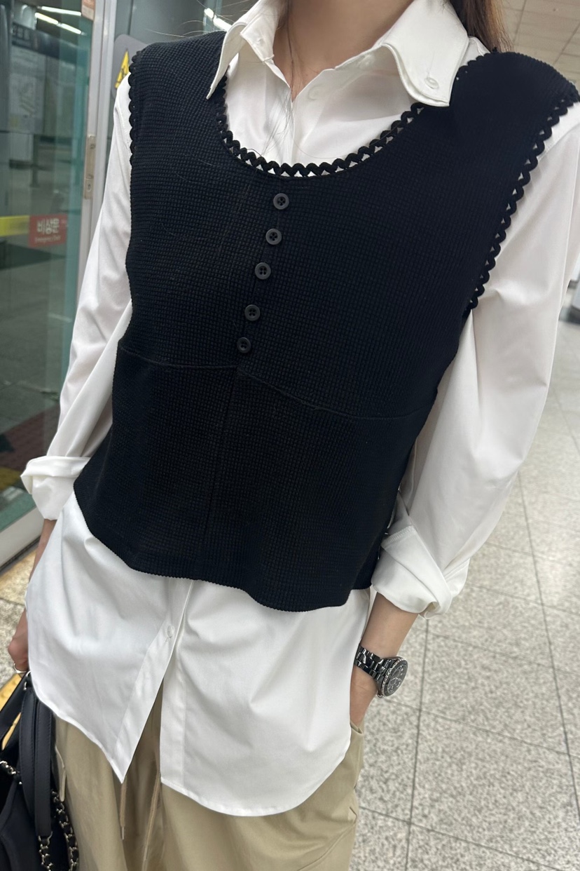 GENTLE B/LOVENTINA韓國東大門直郵女士新品26春夏吊帶背心華夫格格紋GENTLE B/LOVENTINA吊帶/背心