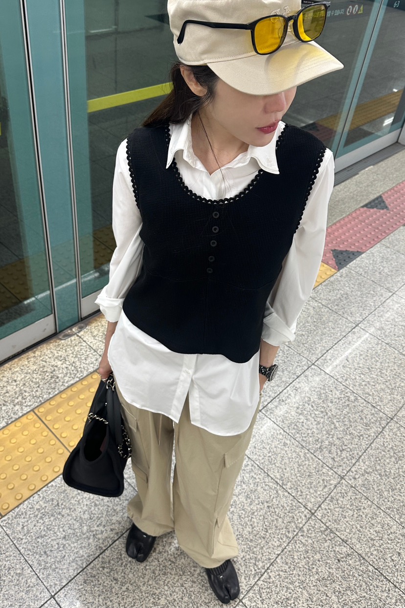 GENTLE B/LOVENTINA韓國東大門直郵女士新品26春夏吊帶背心華夫格格紋GENTLE B/LOVENTINA吊帶/背心