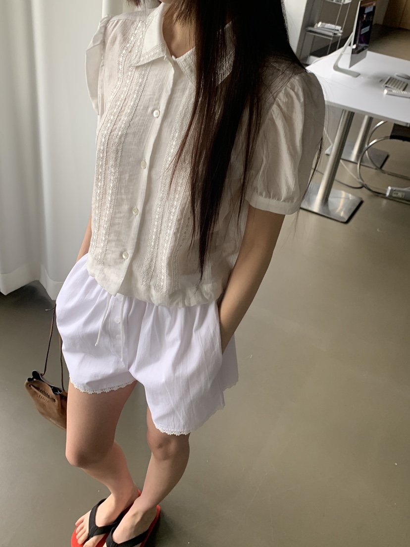 LOGARDEN東大門實拍韓國女士新款26春夏熱賣26夏季襯衫蕾絲衫LO GARDEN襯衫/蕾絲衫
