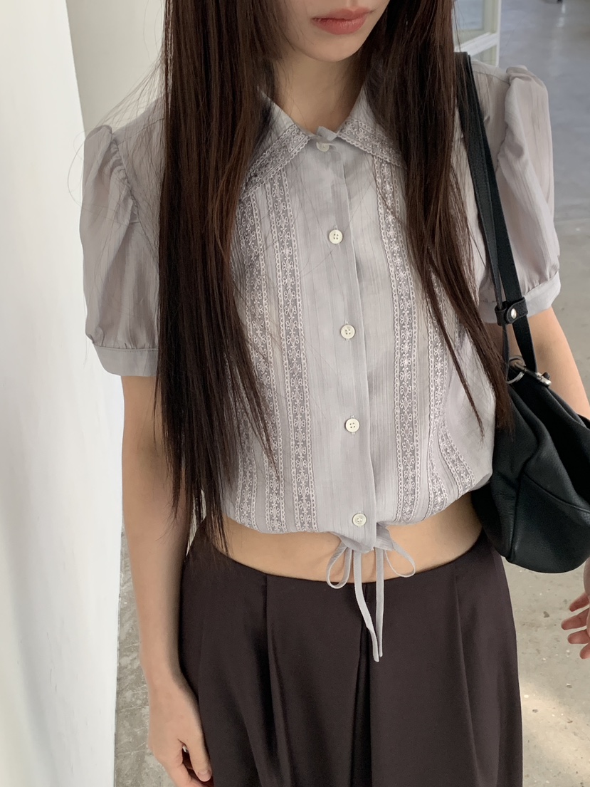 LOGARDEN東大門實拍韓國女士新款26春夏熱賣26夏季襯衫蕾絲衫LO GARDEN襯衫/蕾絲衫
