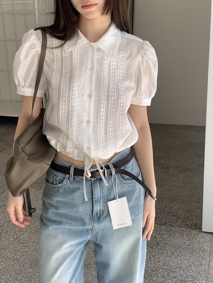 LOGARDEN東大門實拍韓國女士新款26春夏熱賣26夏季襯衫蕾絲衫LO GARDEN襯衫/蕾絲衫圖色1